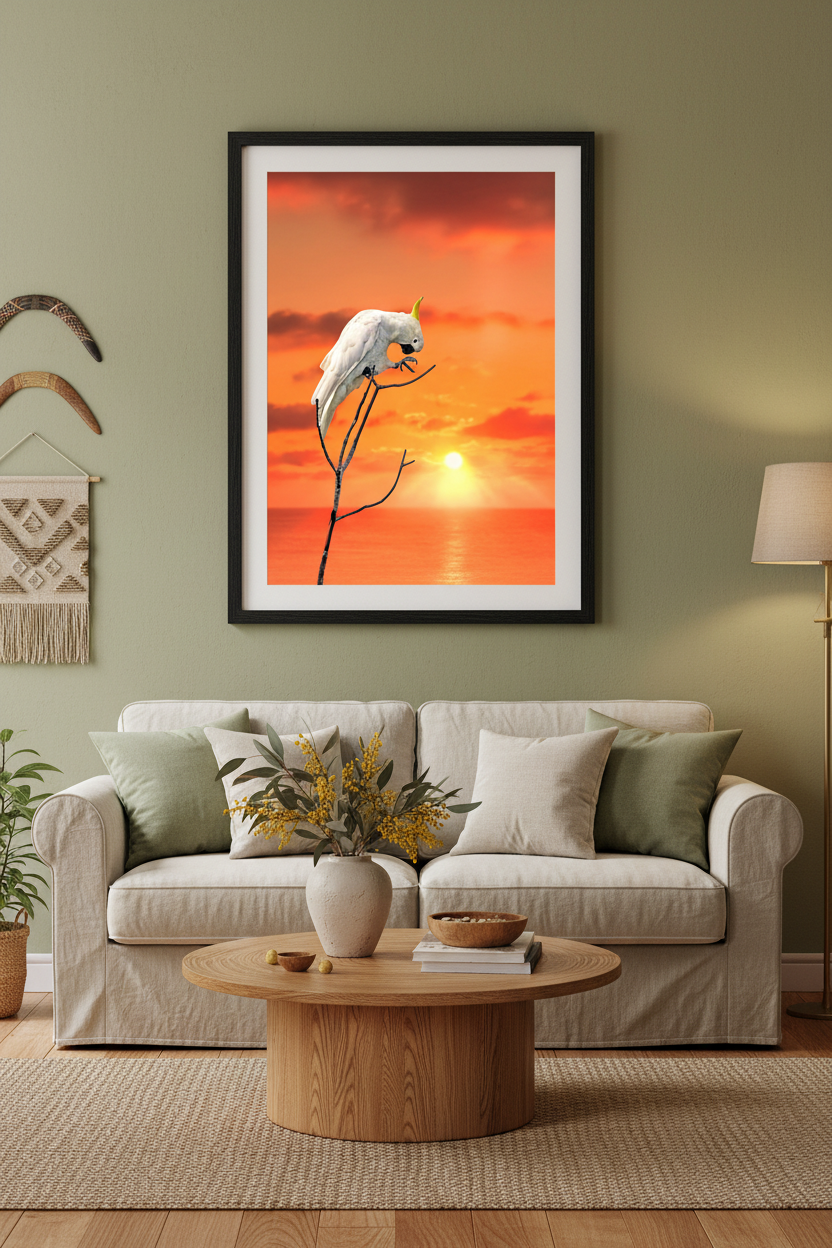 Cockatoo Antics Sunset Room Mockup