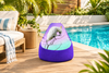 Compact multicolour beanbag cover beside a pool
