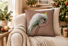 Premium Cockatoo Mocha cushion in a Christmas living room